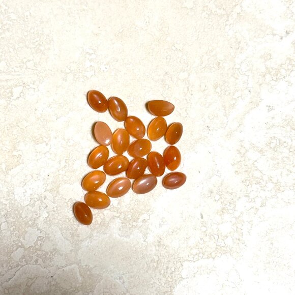 2/$20, Small Glass Bottle Pendant w/ Tiny Genuine Peachy Moonstone Cabochons - Picture 2 of 7